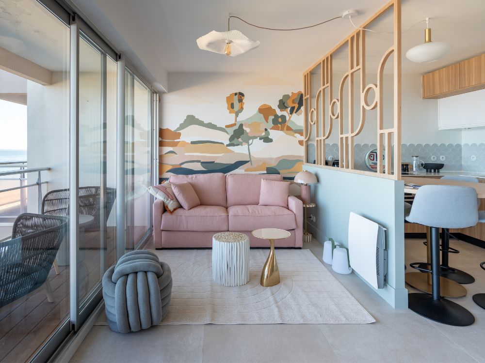 salon vue mer rénovation globale appartement vue mer arcachon piedra travaux